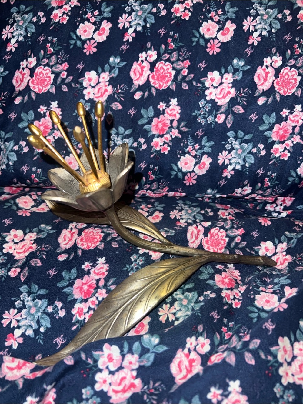 Rare vintage art metal flower nouveau S. Agudo ashtray